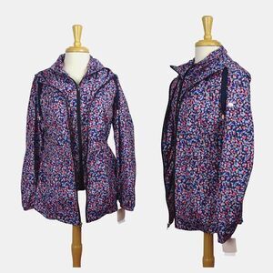 Kate Spade Packable Anorak Utility Jacket Park Ave Floral Double Zip NWT XS